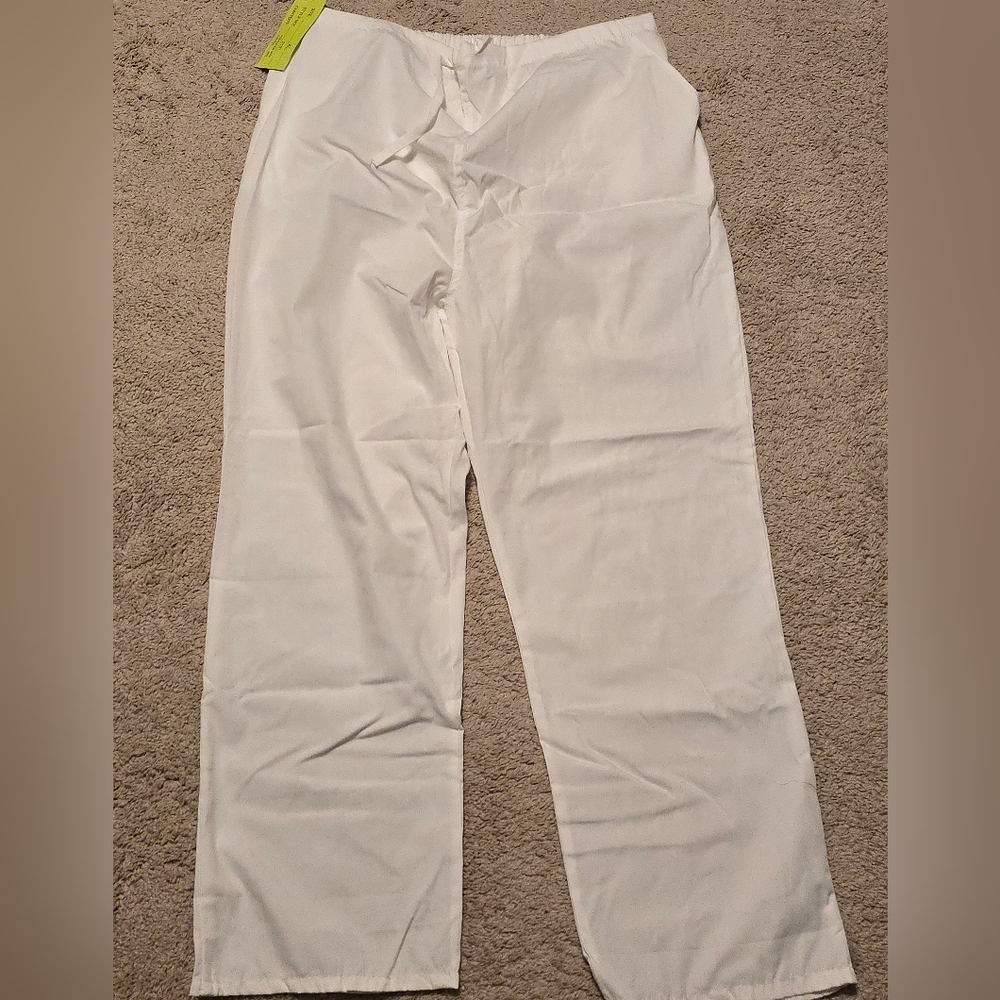 Women's White Scrub Straight Leg Pants